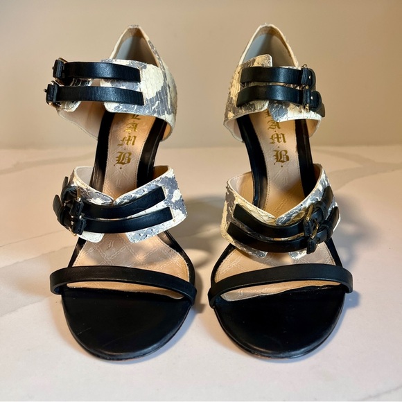 L.A.M.B. Black Grey & Snakeskin Heels with Multiple straps - Size 10 (fits 9) - Picture 2 of 16